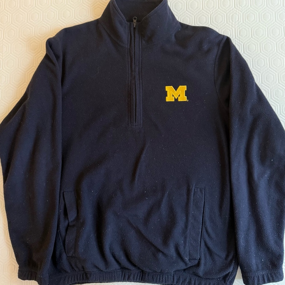 Umich Navy Blue Quarter-Zip Sweater